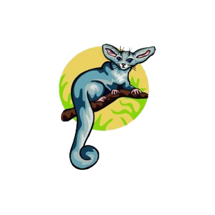 Grey coati with long ears on a branch listed in more animals decals.