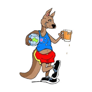 Kangaroo with beer mug and australia shirt listed in more animals decals.