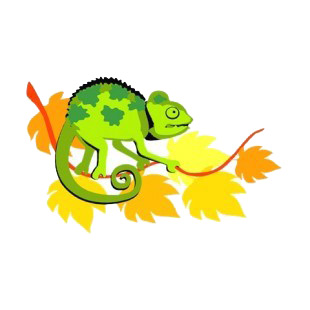 Green iguana on a twig listed in more animals decals.