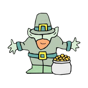 Leprechaun with pot of gold listed in saint patrick's day decals.