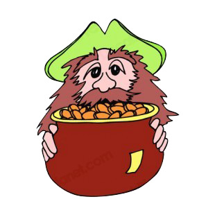 Leprechaun holding pot of gold listed in saint patrick's day decals.