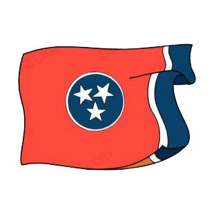 Tennessee state flag waving listed in states decals.