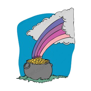 Pot of gold with rainbow going through clouds listed in saint patrick's day decals.
