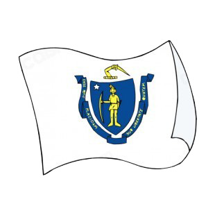 Massachusetts state flag waving listed in states decals.
