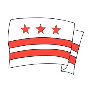 Washington DC state flag waving listed in states decals.