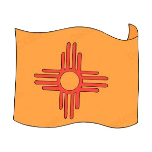 New Mexico state flag waving listed in states decals.