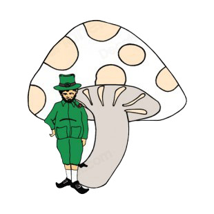 Leprechaun with pink and white mushroom listed in saint patrick's day decals.