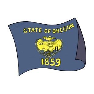 Oregon state flag waving listed in states decals.
