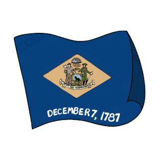 Delaware state flag waving listed in states decals.