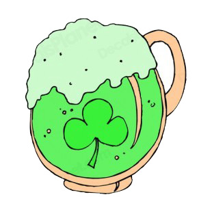 Green beer mug listed in saint patrick's day decals.