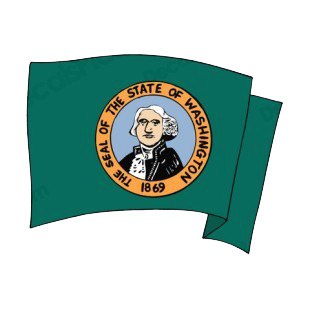 Washington state flag waving listed in states decals.
