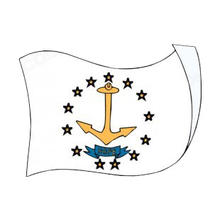 Rhode Island state flag waving listed in states decals.