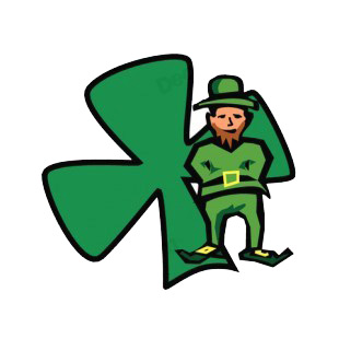 Leprechaun with shamrock drawing listed in saint patrick's day decals.