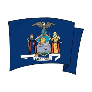 New York state flag waving listed in states decals.