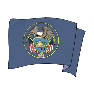 Utah state flag waving listed in states decals.