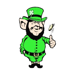 Leprechaun flipping gold  listed in saint patrick's day decals.