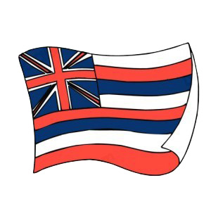 Hawaii state flag waving listed in states decals.