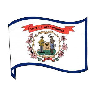 West Virginia state flag waving listed in states decals.