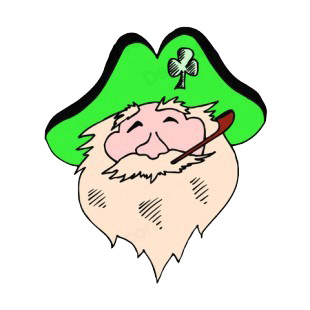 Leprechaun with blond beard smoking pipe listed in saint patrick's day decals.