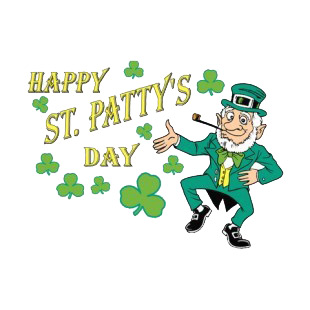 Happy St. Pattys Day with leprechaun logo listed in saint patrick's day decals.