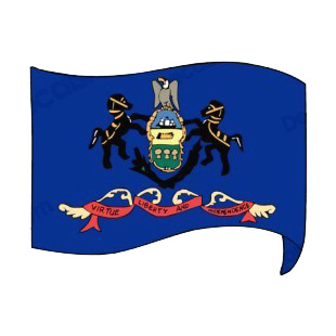 Pennsylvania state flag waving listed in states decals.