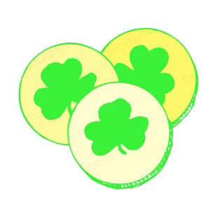 Shamrocks coins listed in saint patrick's day decals.