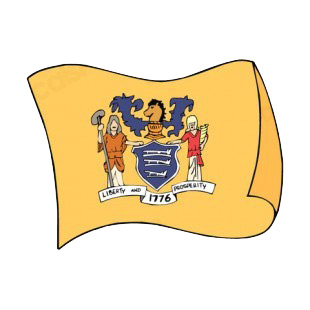 New Jersey state flag waving listed in states decals.