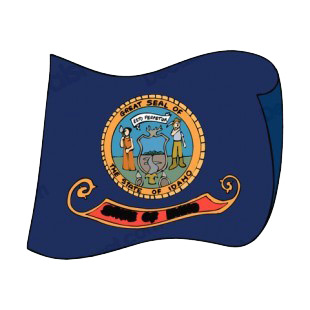 Idaho state flag waving listed in states decals.