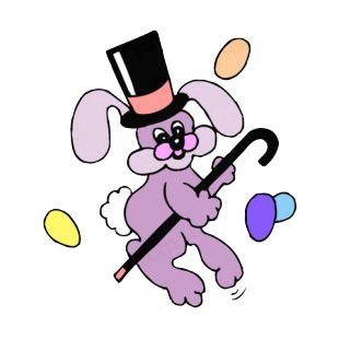 Purple bunny with hat and cane dancing  listed in easter decals.