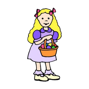Girl holding easter egg basket listed in easter decals.