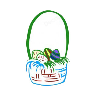 Easter egg basket with multi colored eggs drawing listed in easter decals.