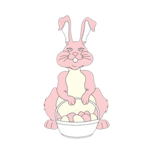 Pink bunny with pink and white easter egg basket listed in easter decals.