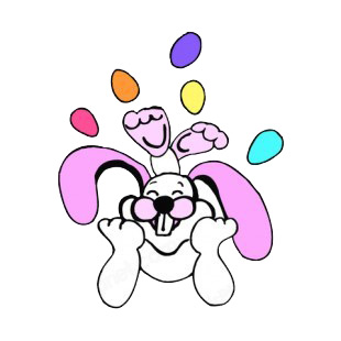 Bunny laughing with multi colors easter eggs listed in easter decals.