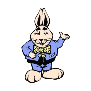 Bunny with blue suit and yellow tie saluting listed in easter decals.