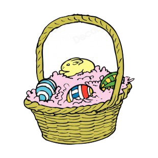 Easter egg basket with chocolate bunny listed in easter decals.