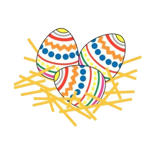Multi colored easter eggs with straw  listed in easter decals.