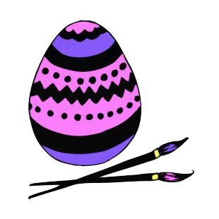 Pink black and purple easter egg with paintbrushes listed in easter decals.