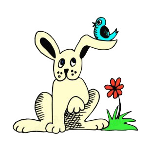 Bunny with blue bird on his ear listed in easter decals.