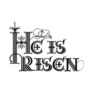 He is risen heading listed in easter decals.