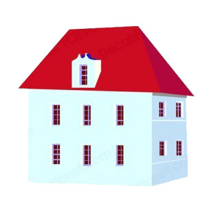 House with red roof listed in buildings decals.