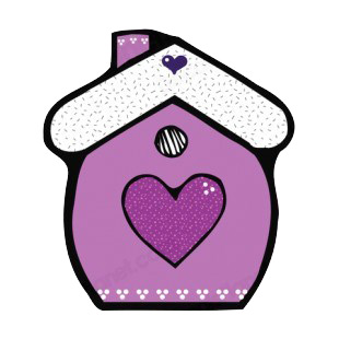 Purple and white house with hearts listed in buildings decals.