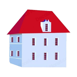 House with red roof listed in buildings decals.