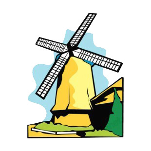 Yellow windmill listed in buildings decals.