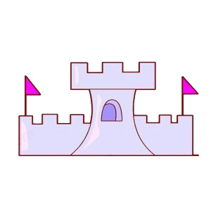 Castle with pink flags listed in buildings decals.