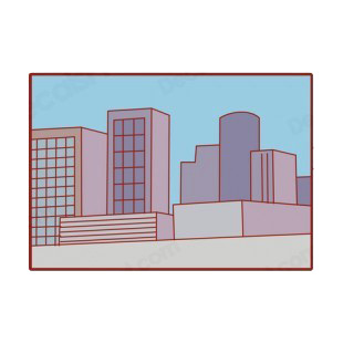 Downtown landscape listed in buildings decals.