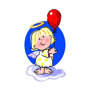 Angel holding red balloon listed in angels decals.