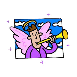 Angel playing horn listed in angels decals.