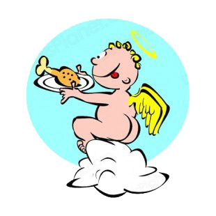 Cherub eating chicken leg listed in angels decals.