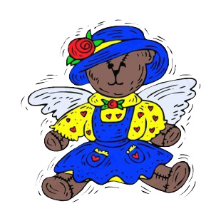Angel teddy bear with blue and yellow dress listed in angels decals.