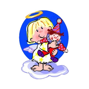 Angel holding clown doll listed in angels decals.